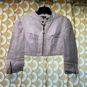 Bebe White Faux leather jacket cropped